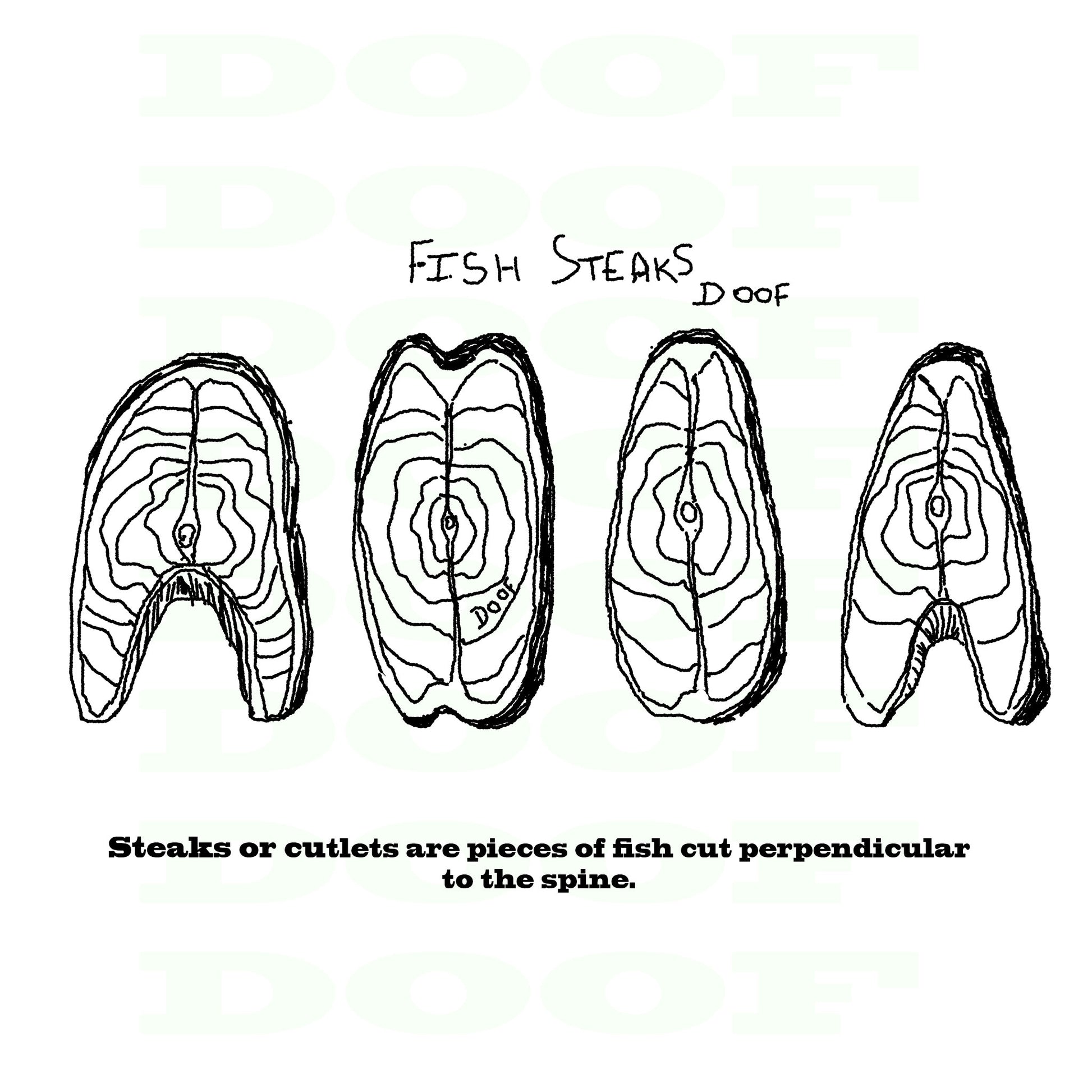 fish steaks Doof sketch