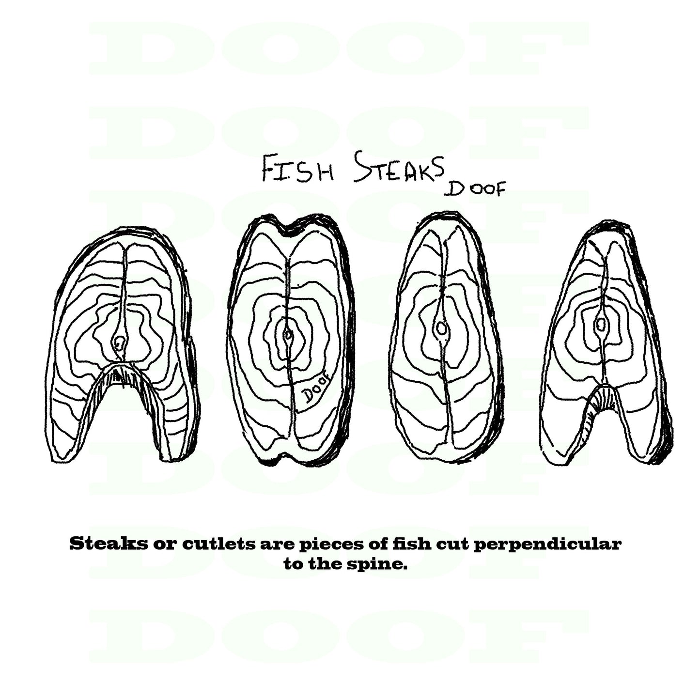 fish steaks Doof sketch